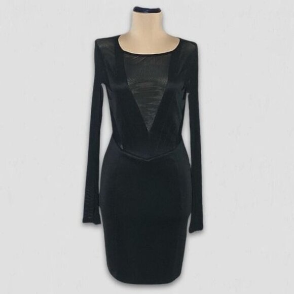 Ark & Co Mini Dress Backless Bodycon Sheer Mesh Panels Cut Out Detail Black sz M - Picture 1 of 13